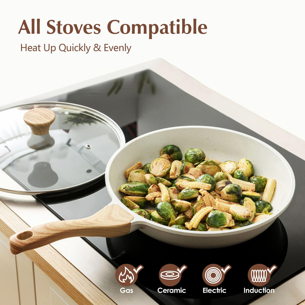SENSARTE nonstick ceramic frying pan 12.5-inch with lid handles larger portions gracefully.
