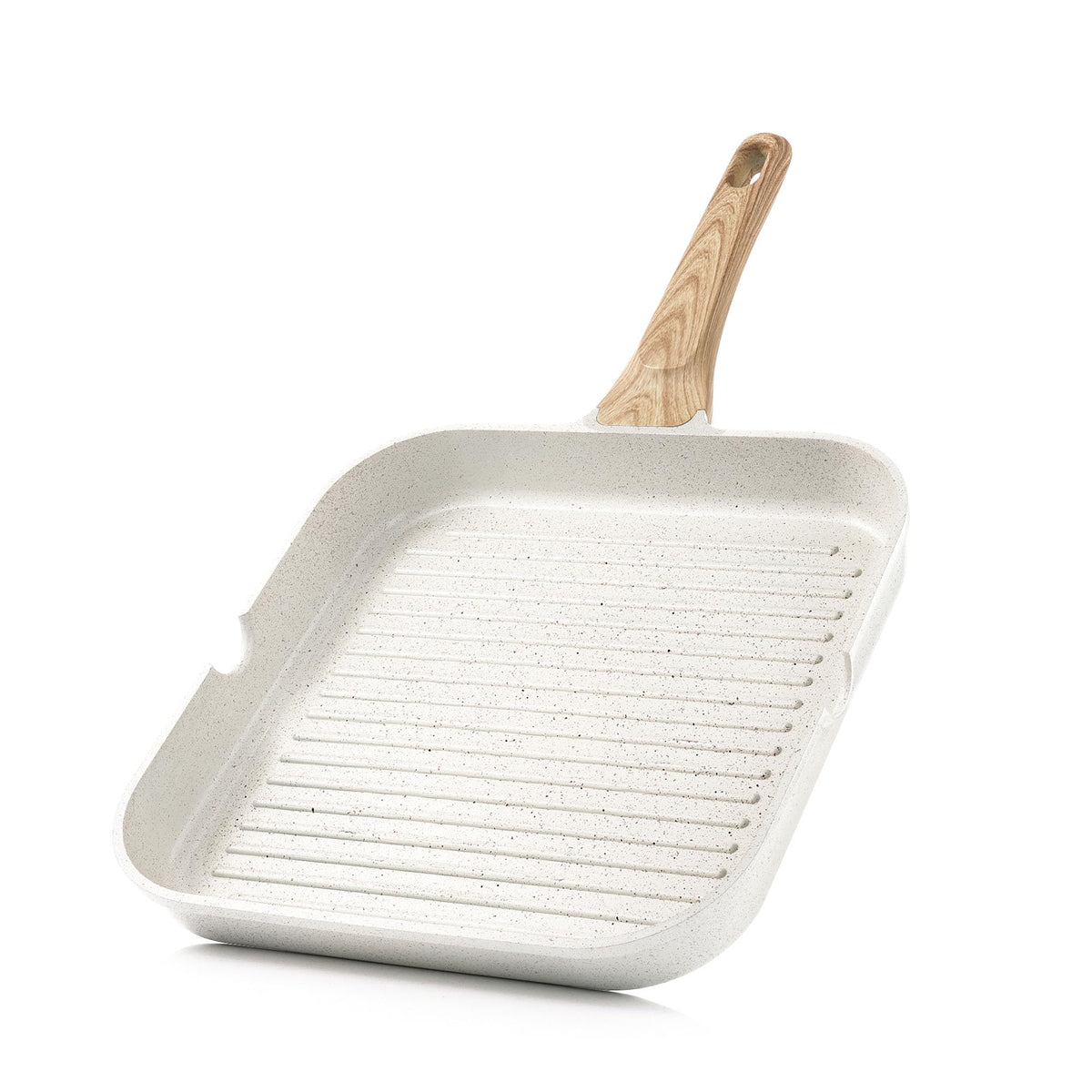Sensarte nonstick ceramic grill pan, top view, smooth surface for even searing