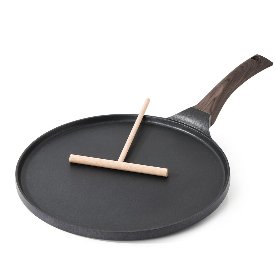 SENSARTE crepe pan top view highlights granite coating and easy release