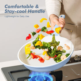 SENSARTE 8-inch pan with removable handle for safe oven use up to 550°F.