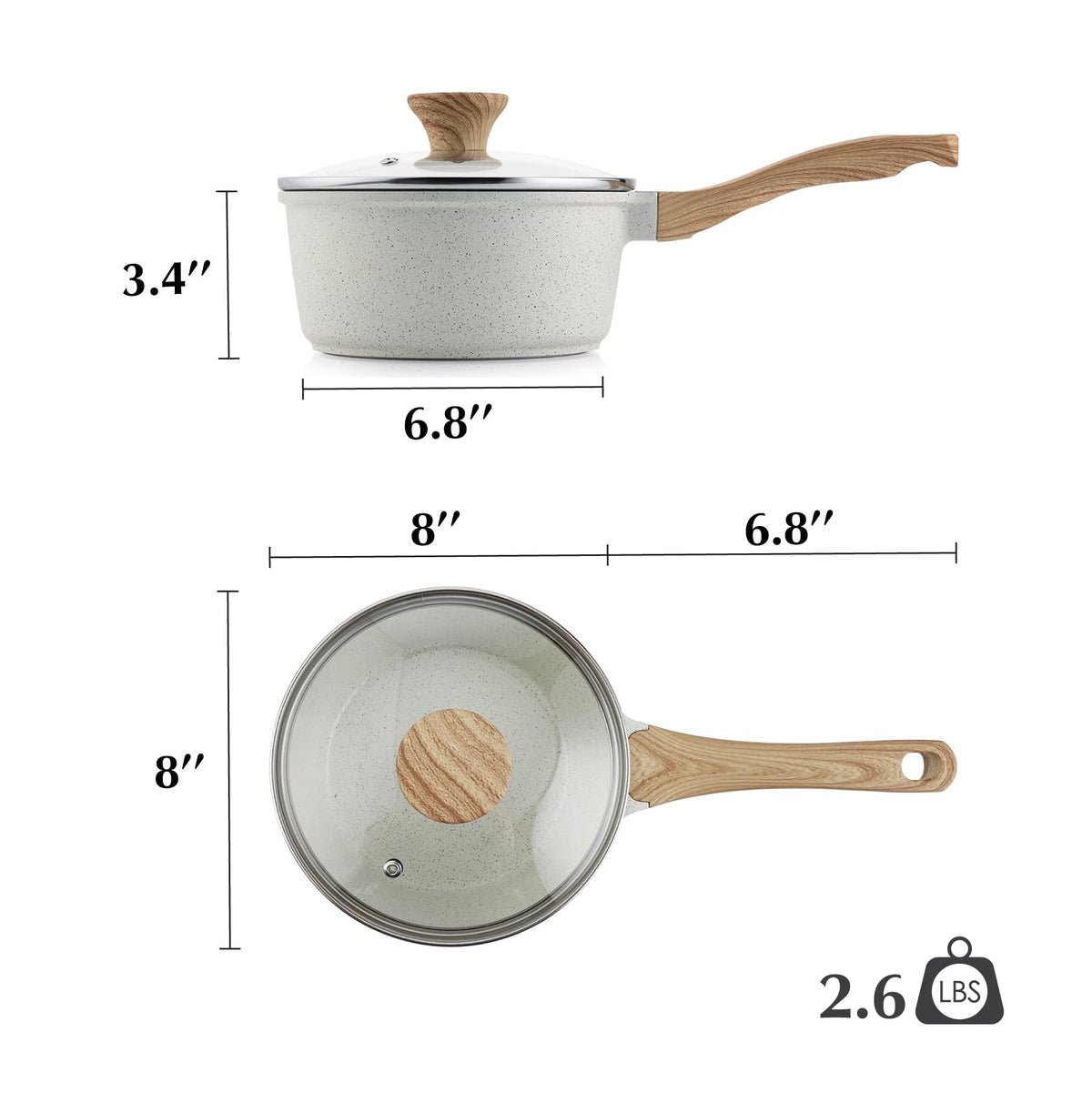 SENSARTE oven-safe glass lid and handle transition from stove to table.
