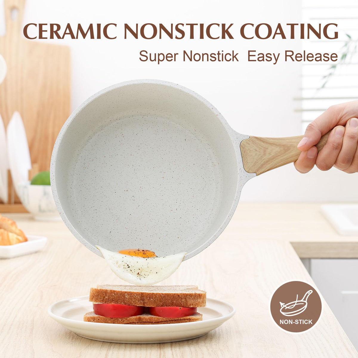 SENSARTE sauce pan with stay-cool handle promotes safe, comfortable stirring.