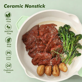 SENSARTE skillet lid with stay-cool handle, improves control while cooking.