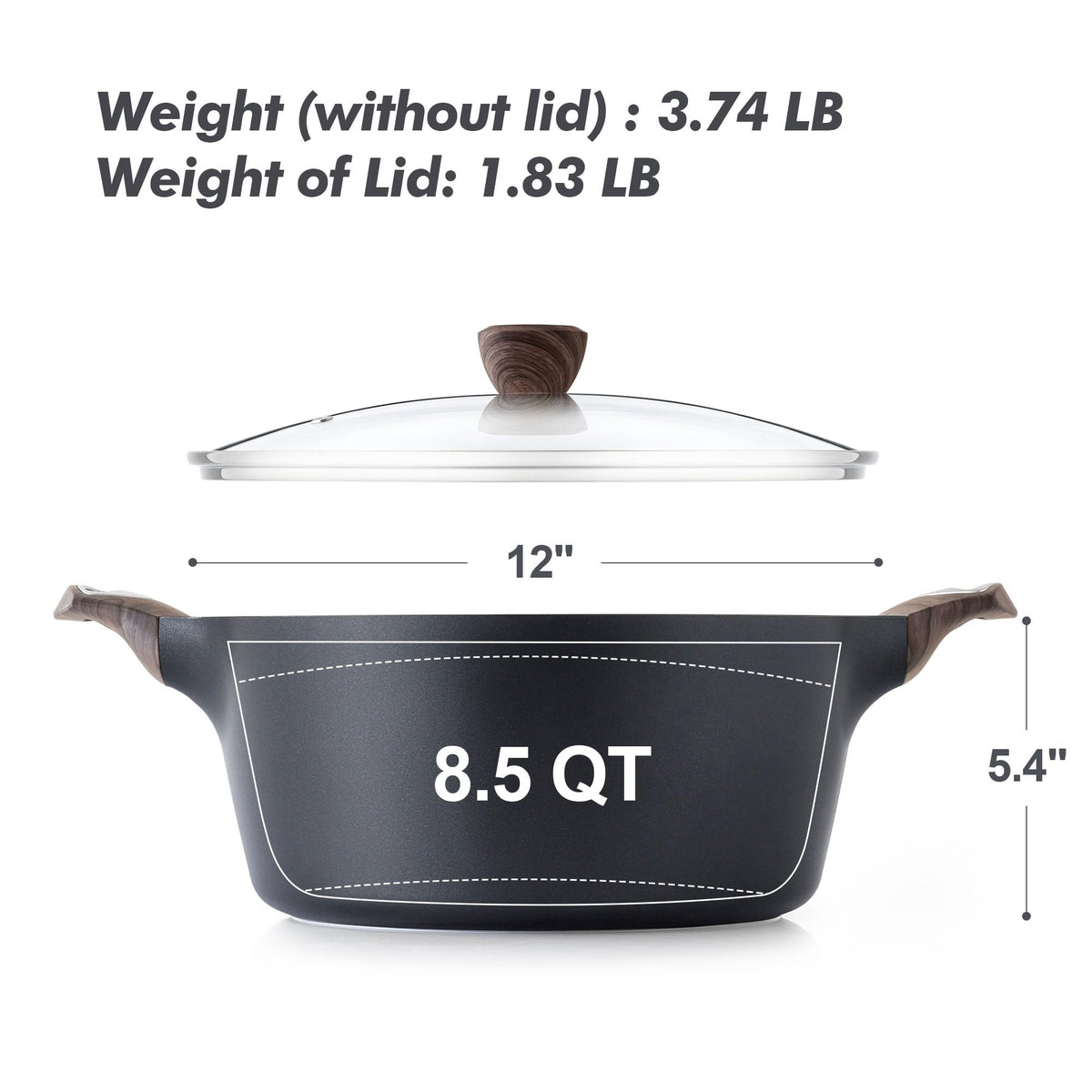 SENSARTE stockpot with wood-grain handle for comfortable daily use.