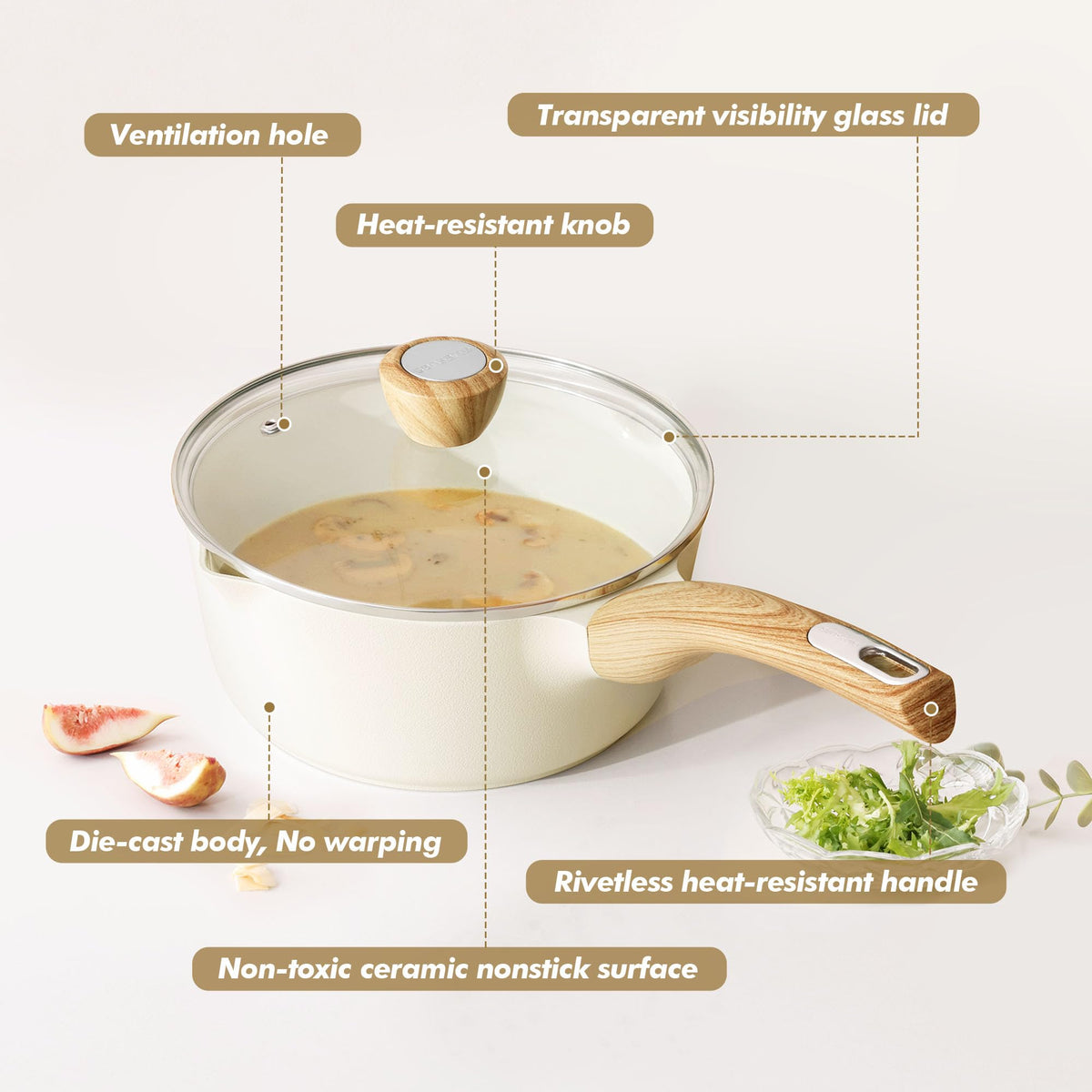 SENSARTE stove-top ready cookware distributes heat evenly.