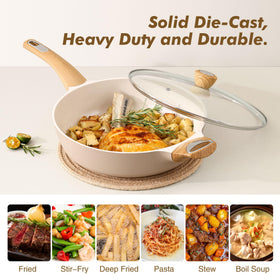 SENSARTE tempered glass lid provides splash protection and clear visibility during cooking.