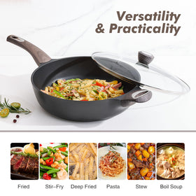 SENSARTE tempered glass lid provides clear visibility while cooking.