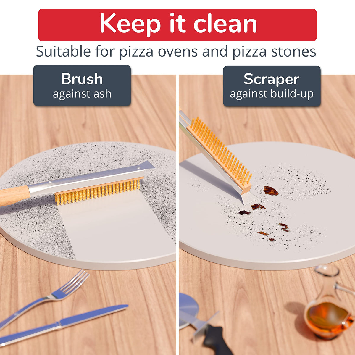 Senwosa heat-resistant bristles tackle baked-on residues without scratching the stone