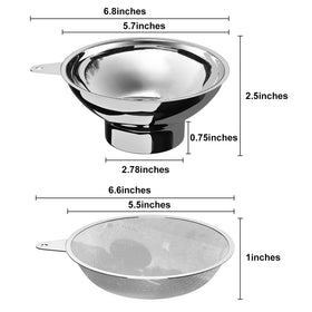 Serinar stainless steel funnel interior showing built-in filter for smooth pouring