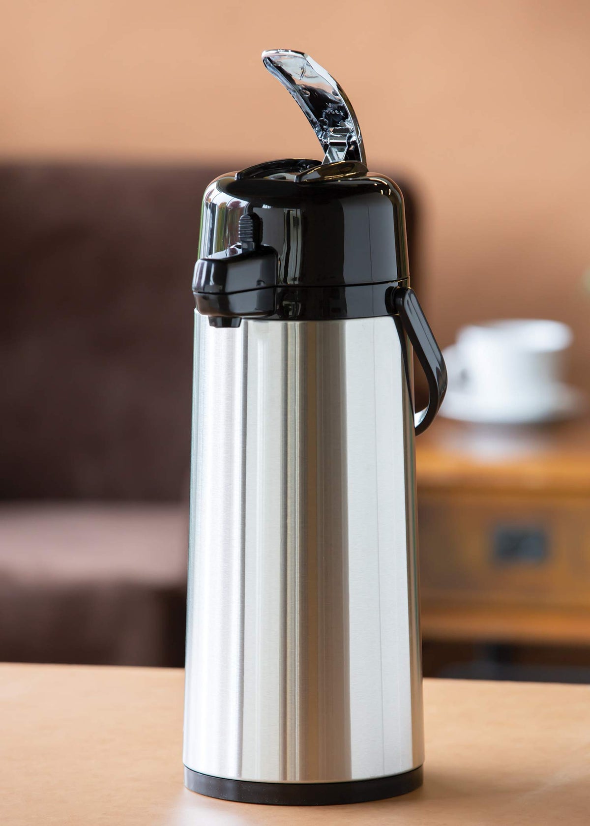 Eco-Air insulated beverage dispenser maintains beverage temperature for service.