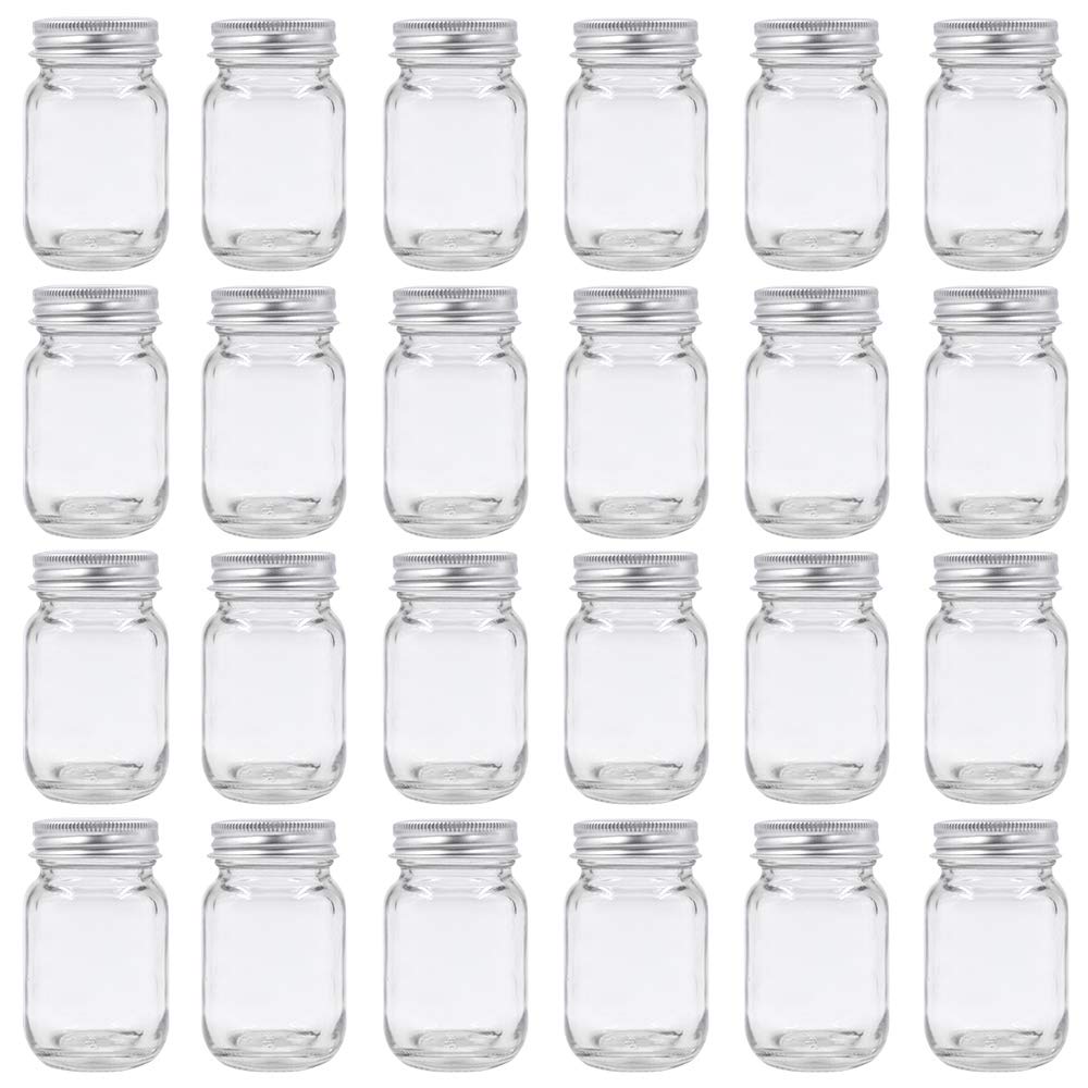 Sesyomr U Pack 2oz mason jar with silver lid, ideal for honey storage.