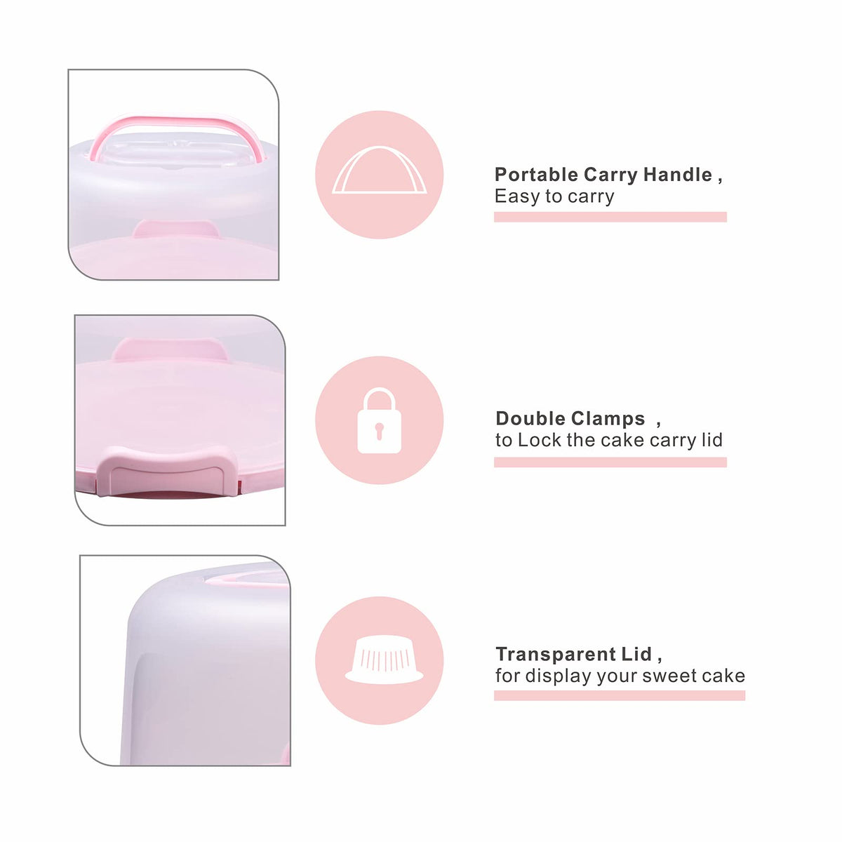 Setlux cake storage for fruits, cupcakes, and pizza to protect from dust.