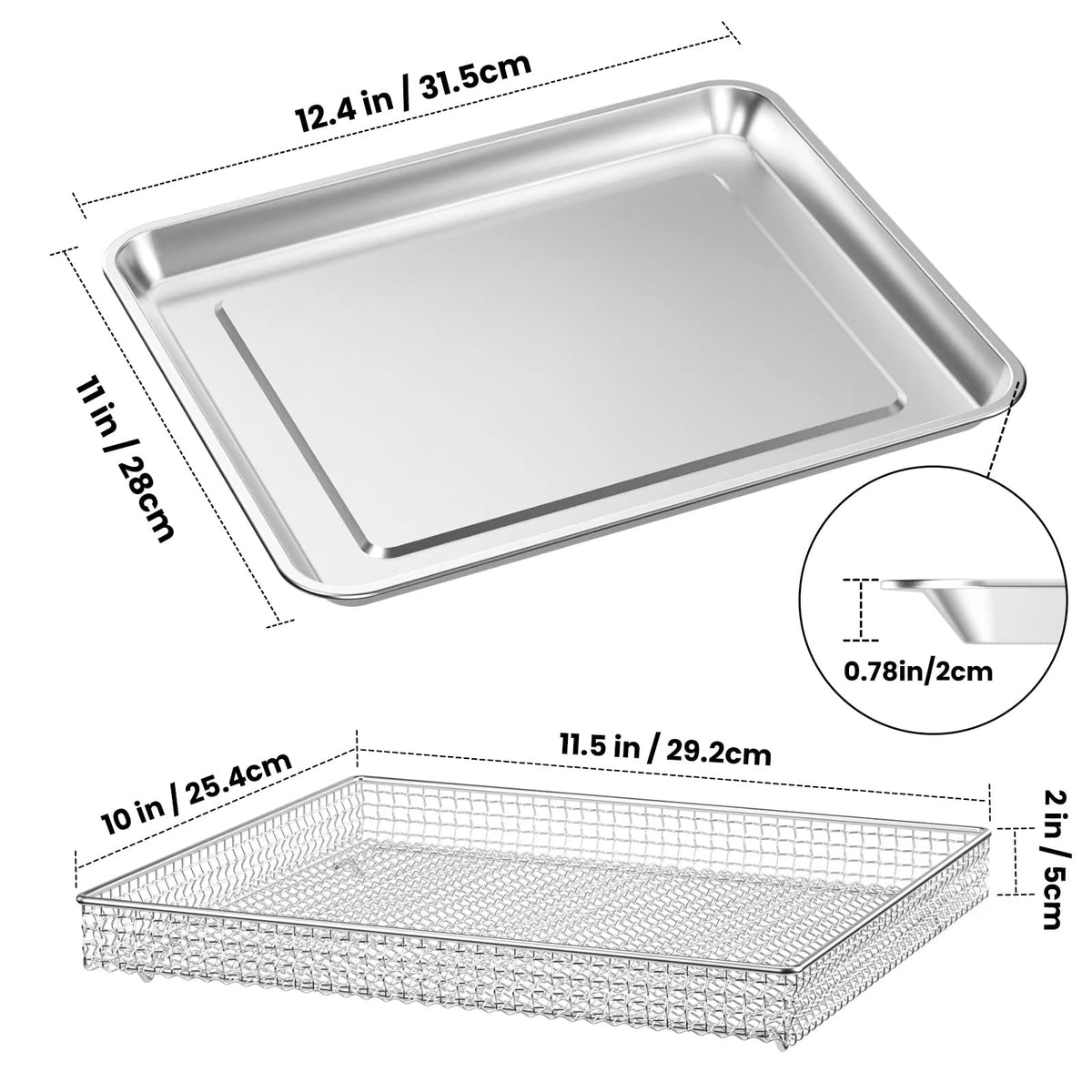SettleDown stainless steel air fryer tray for stable, even cooking
