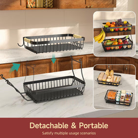 Sevenblue detachable metal bowl with wooden handle for versatile kitchen storage