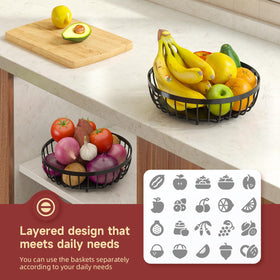 Sevenblue large fruit basket with separation design for bread, fruits, and vegetables.