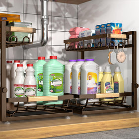 Sevenblue two-tier under-sink organizer maximizes storage in small spaces
