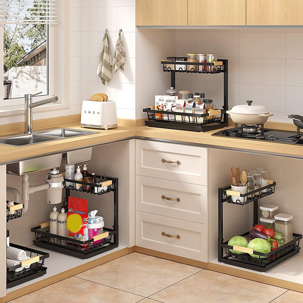 Sevenblue easy-clean surface wipes down quickly after kitchen use.