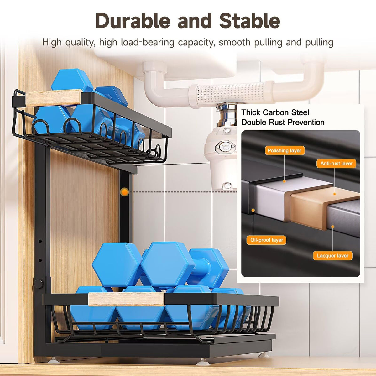 Sevenblue rust-resistant baked finish keeps the surface clean and shiny.