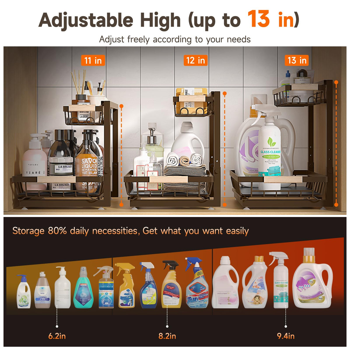 Sevenblue under-sink organizer emphasizing plumbing-friendly design