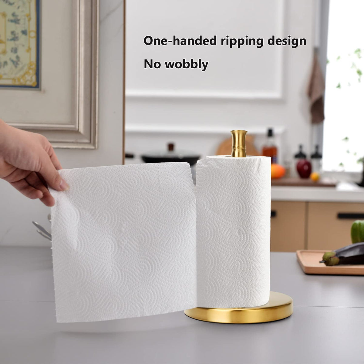 Sfemn paper towel holder's felt pad protects countertops during daily kitchen tasks.