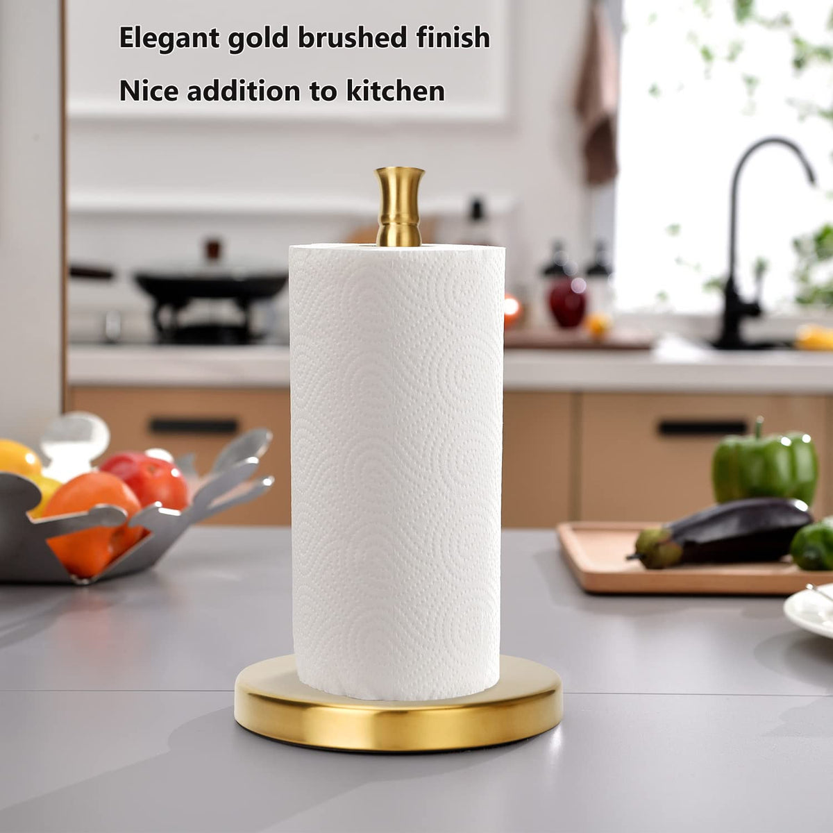 Sfemn paper towel holder enables one-handed tearing without tipping due to its weighted base.
