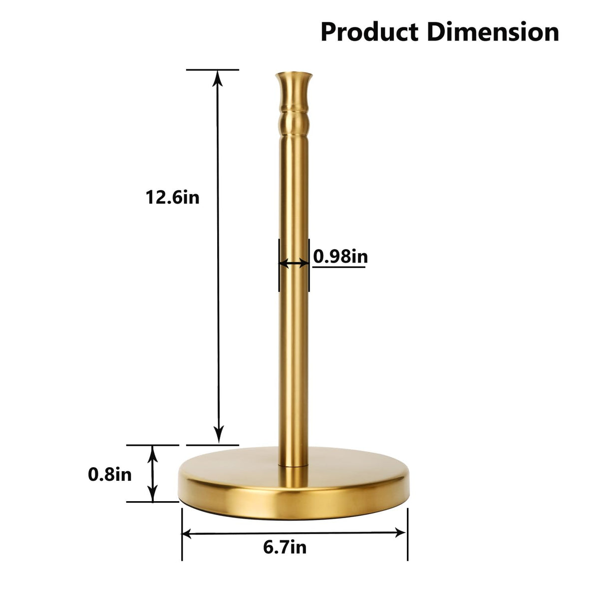 Sfemn paper towel holder features a top knob for easy transport.