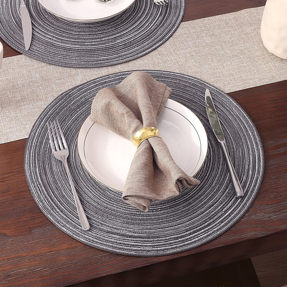 SHACOS placemats in black and grey tones suit modern dining