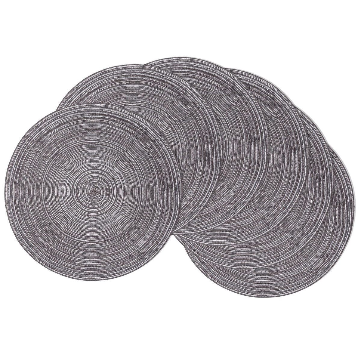 SHACOS round braided placemats on table, six-pack, stylish protection