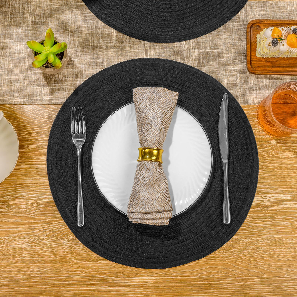 SHACOS placemats are heat resistant for hot serving dishes.