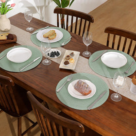 SHACOS round placemats with 15-inch diameter accommodate plates or bowls neatly.