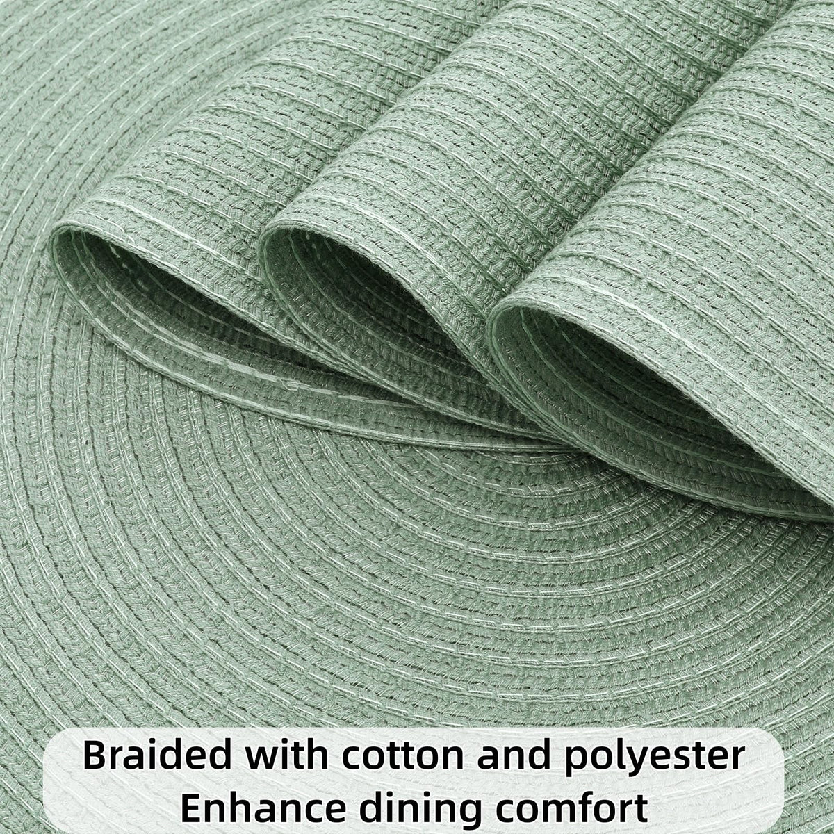 SHACOS Sage green mats protect surfaces while elevating dining ambiance.