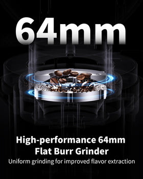 SHARDOR 64mm burr grinder in use grinding beans for espresso