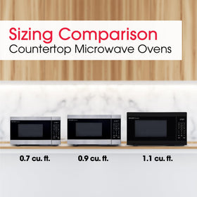 Sharp LED interior lighting highlights food for easy viewing during cooking.