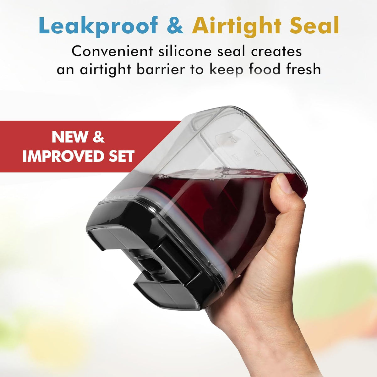 Shazo airtight lids seal demonstration highlighting silicone seal for freshness.