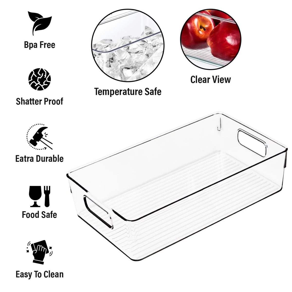 ShelfShaper BPA-free clear plastic bin ideal for safe kitchen storage.