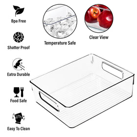 ShelfShaper fridge organizer bin with clear design for easy grab-and-go items.
