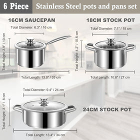 SHEUMNT stainless steel pots with glass lids, monitor progress without heat loss.