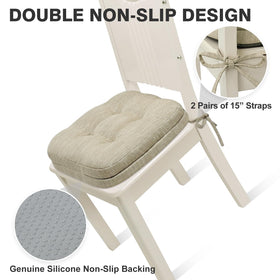 Shinnwa cushions include rear straps to secure cushions to chairs.