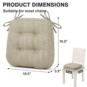 Shinnwa 16.5 by 16.5 by 3.5 inch pads fit most dining chairs.
