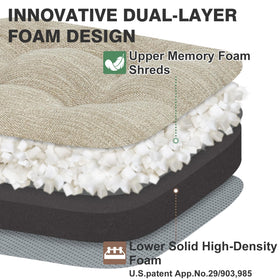 Shinnwa dual-layer memory-foam structure highlights added support and long-lasting softness.