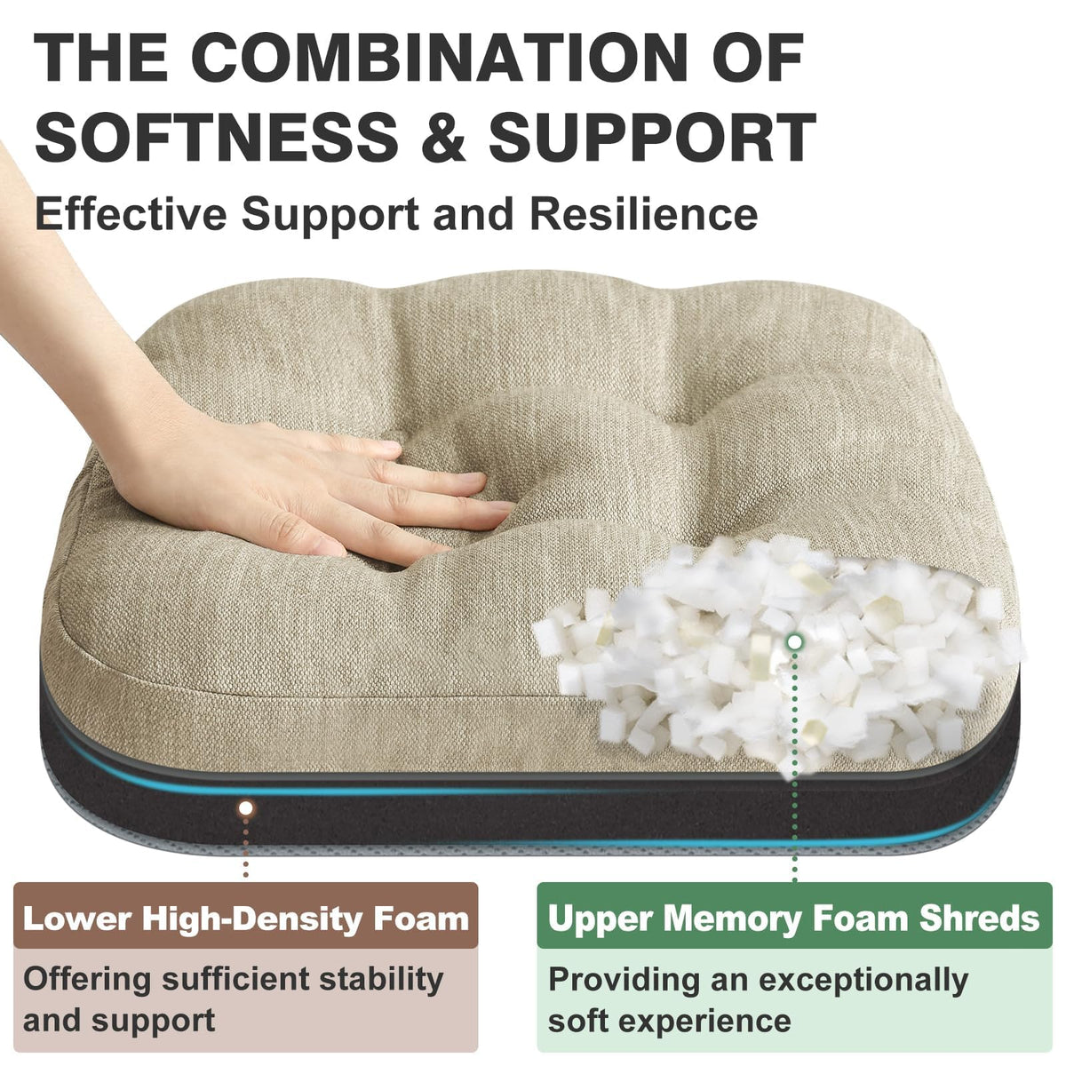 Shinnwa textured polyester cover resists pilling and maintains a refined look.