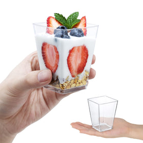 ShopDAY sturdy PS plastic cups offer crystal clarity for attractive servings.