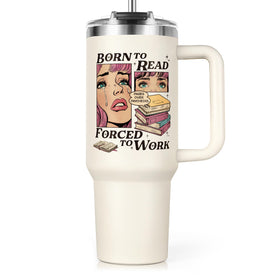 Shqiueos bookworm 40oz tumbler with handle, ideal for on-the-go reading breaks.