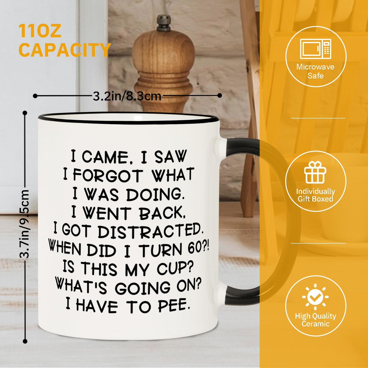 Shqiueos 60th birthday mug with ergonomic handle for comfortable sips