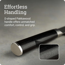 Shun Classic pakkawood handle provides comfortable, secure grip for both hands