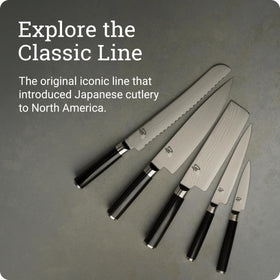 Handcrafted in Japan Shun Classic with lifetime warranty and free sharpening