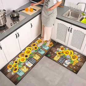 SHUNLCD sunflower kitchen rug large 17x47 offers generous coverage.
