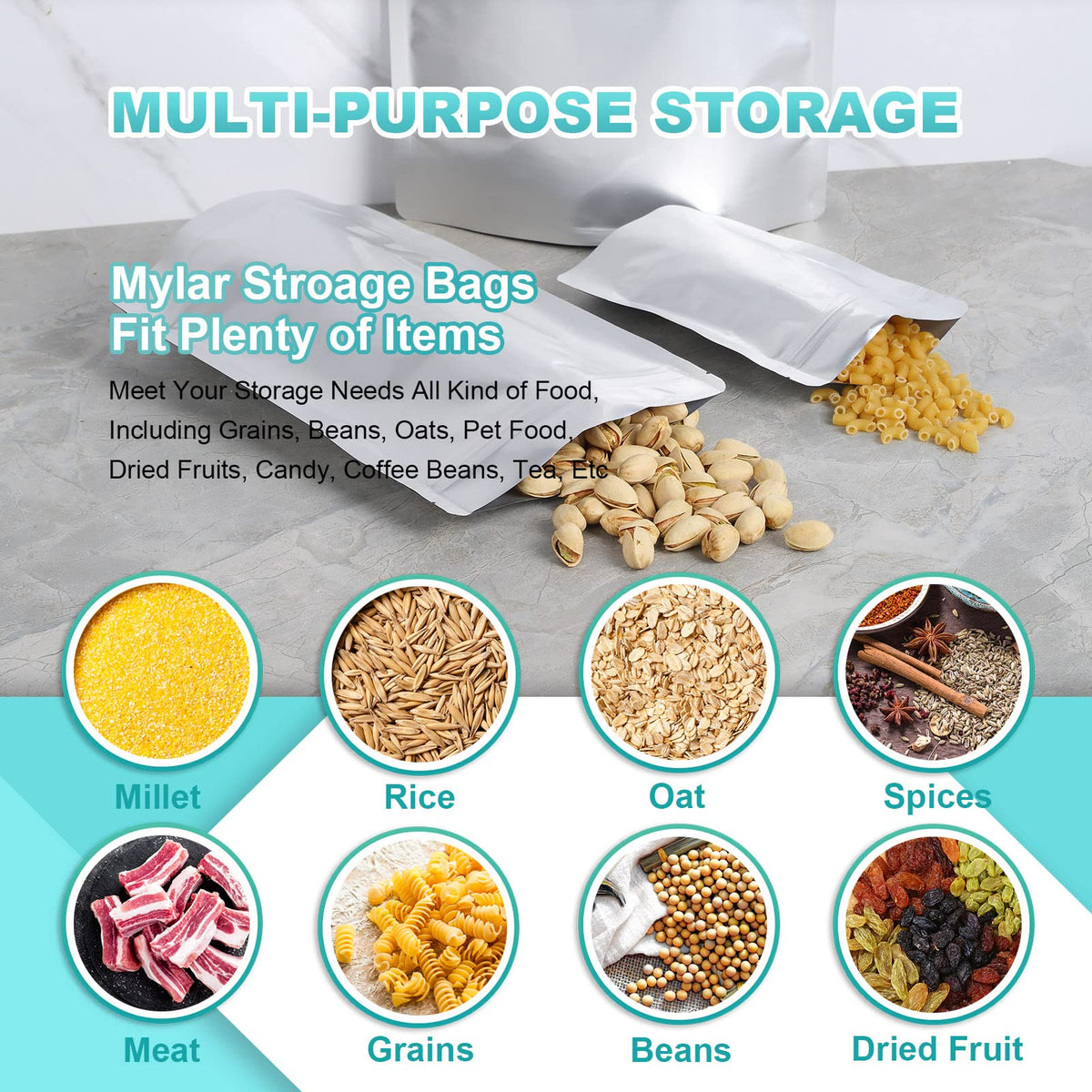 SHXWELL resealable zipper bags offer easy access to frequently used foods.