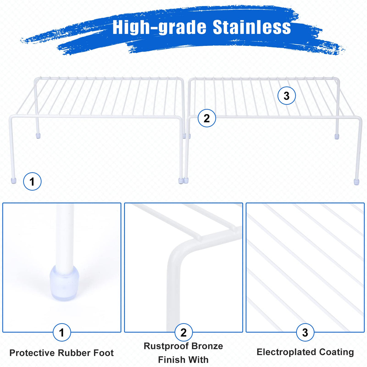 SIBAO shelf with non-slip feet stays stable on counters and shelves.