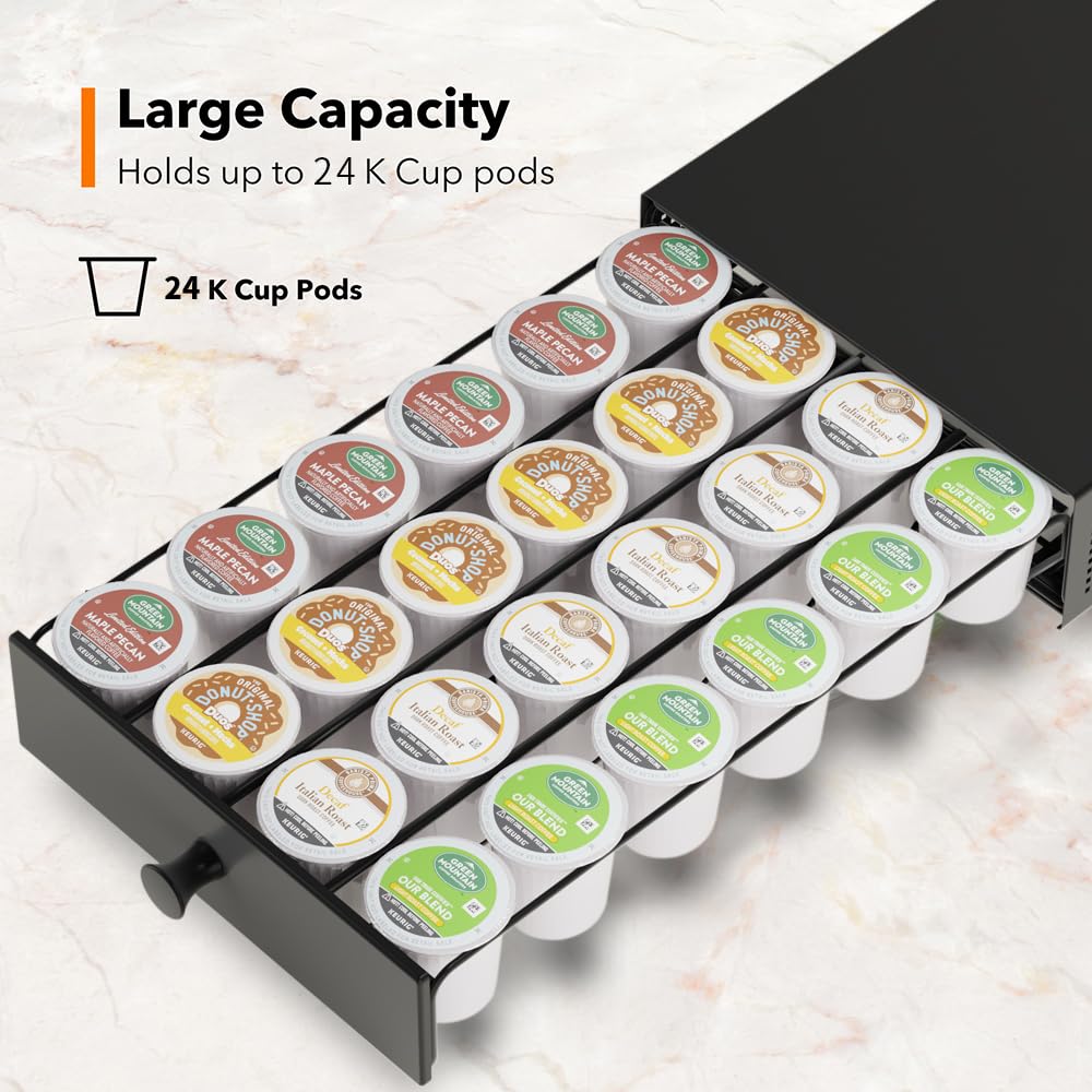 SICHEER K Cup organizer with black finish suits kitchen spaces.
